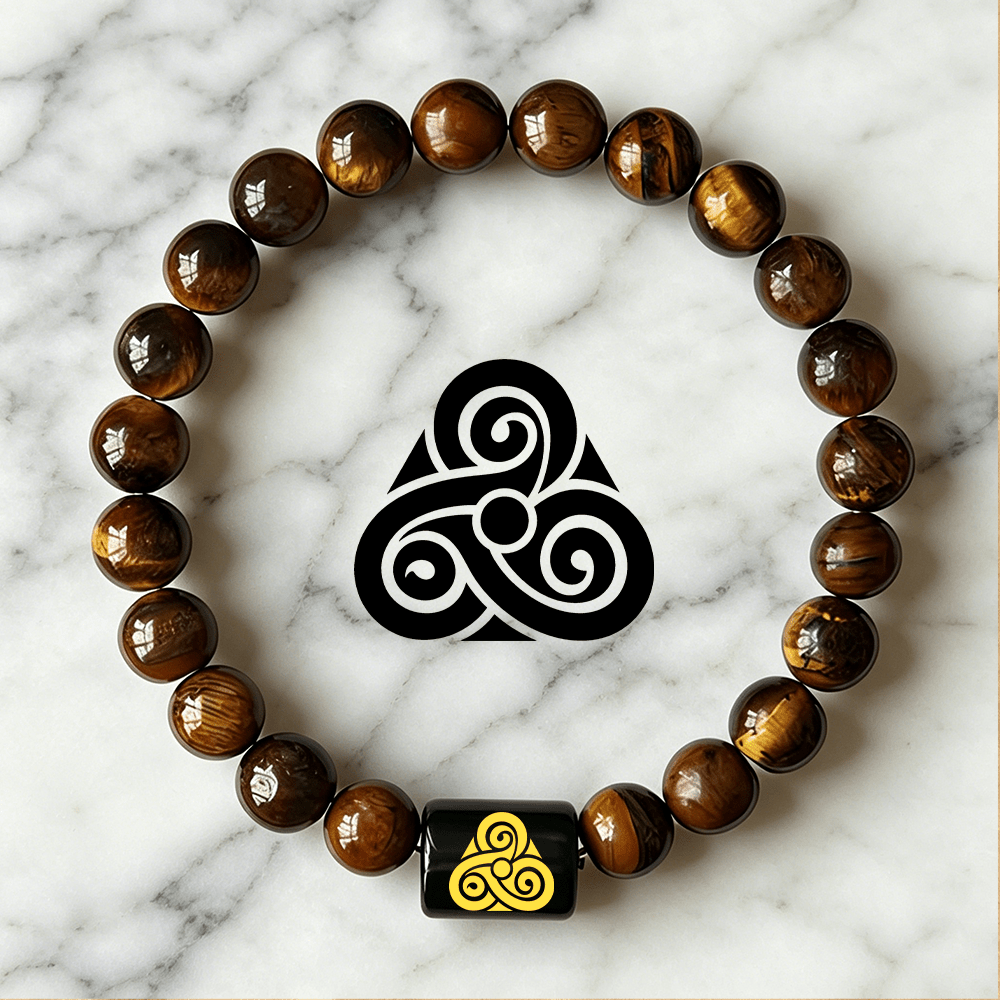 Celtic Style Triskelion Pattern Stretch Bracelet, Daily Wear